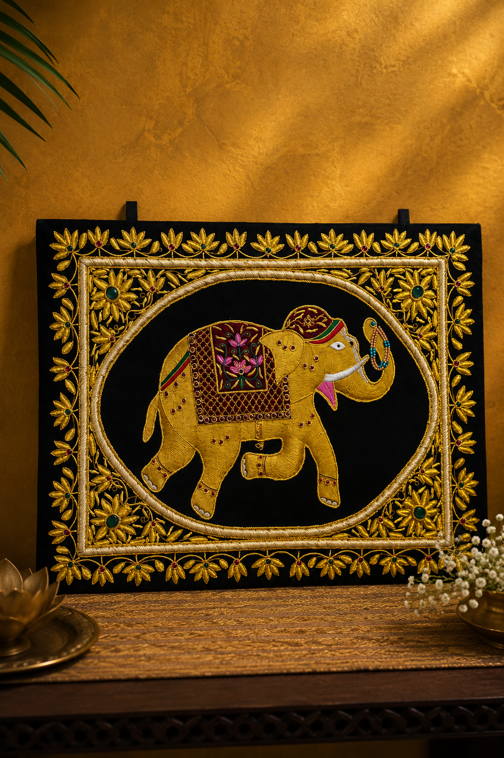 Handcrafted Elephant Embroidered Wall Hanging