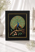 Handcrafted Peacock Embroidered Wall Art Frame