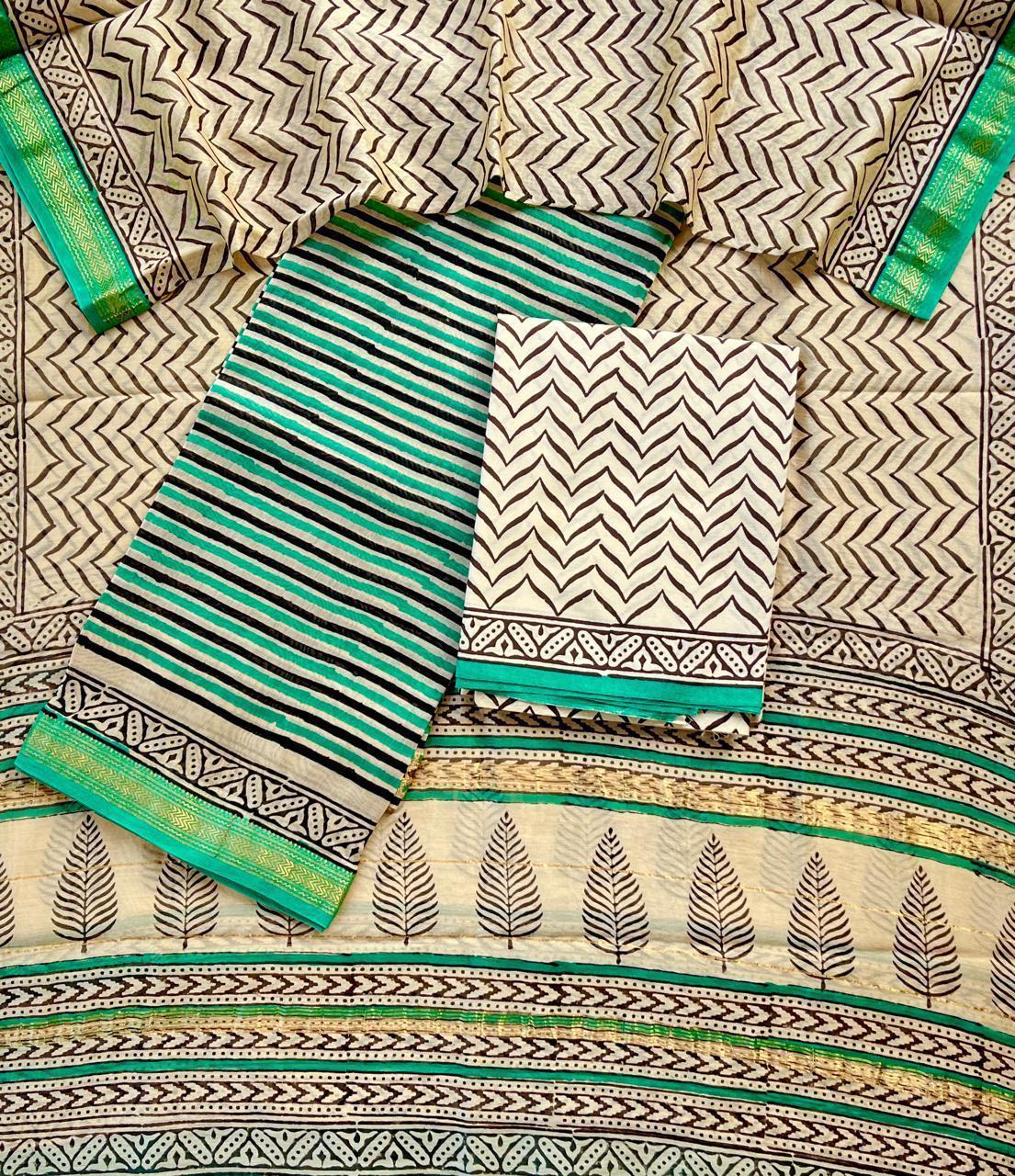 Mint Chevron Grace Saree