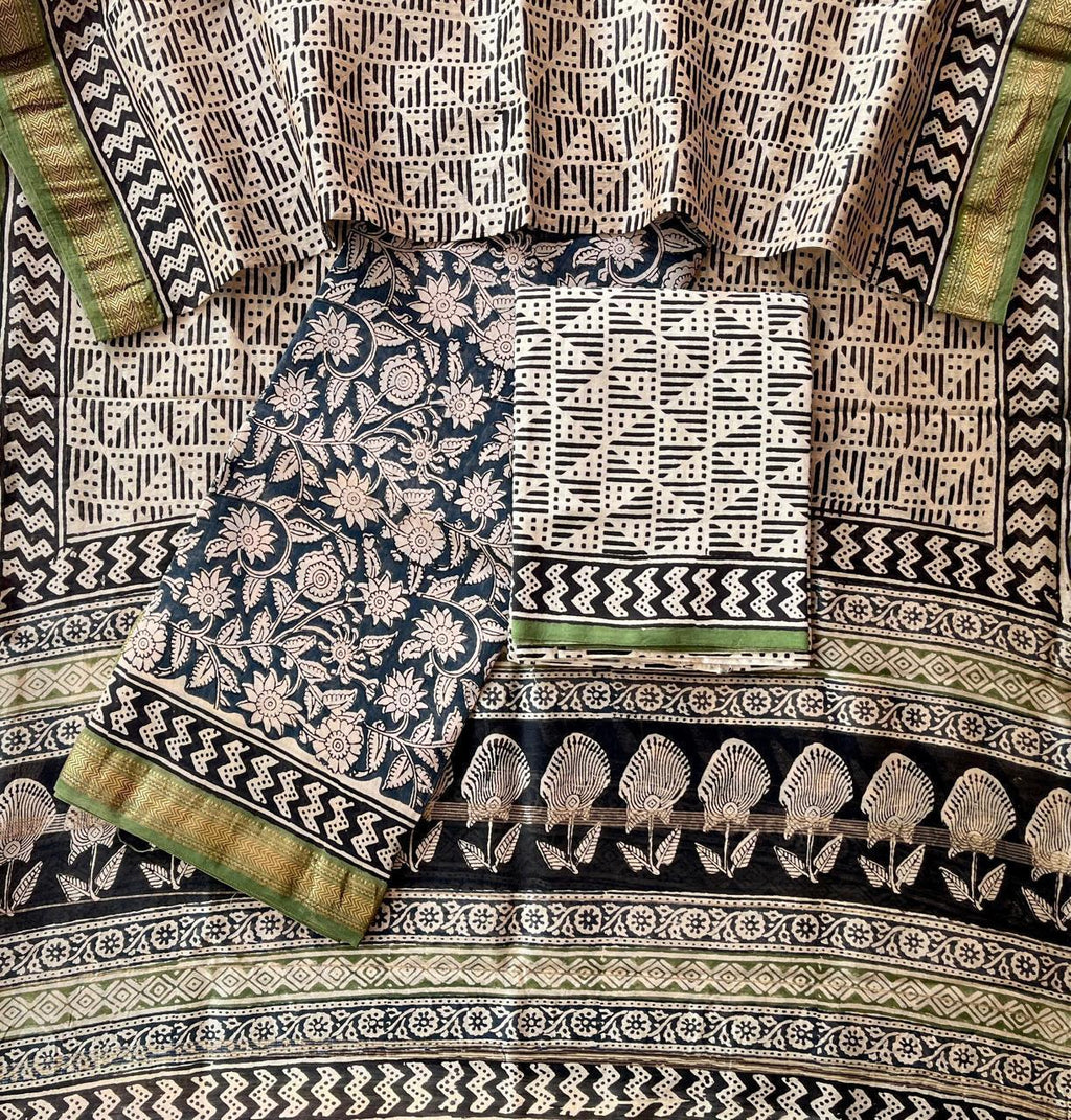 Royal Beige Ajrakh Saree