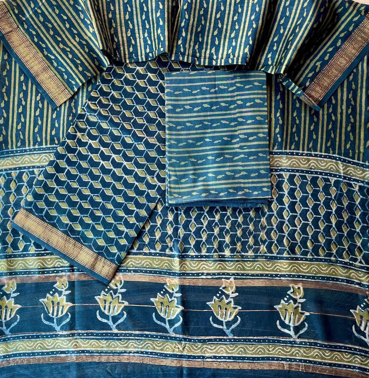 Ocean Blue Tribal Saree