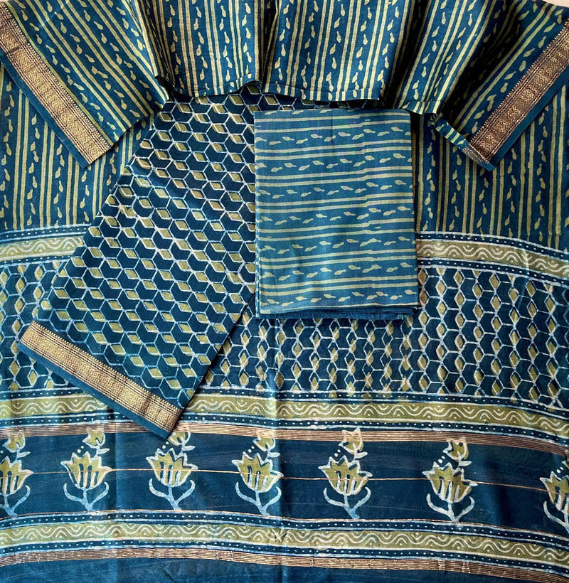 Ocean Blue Tribal Saree