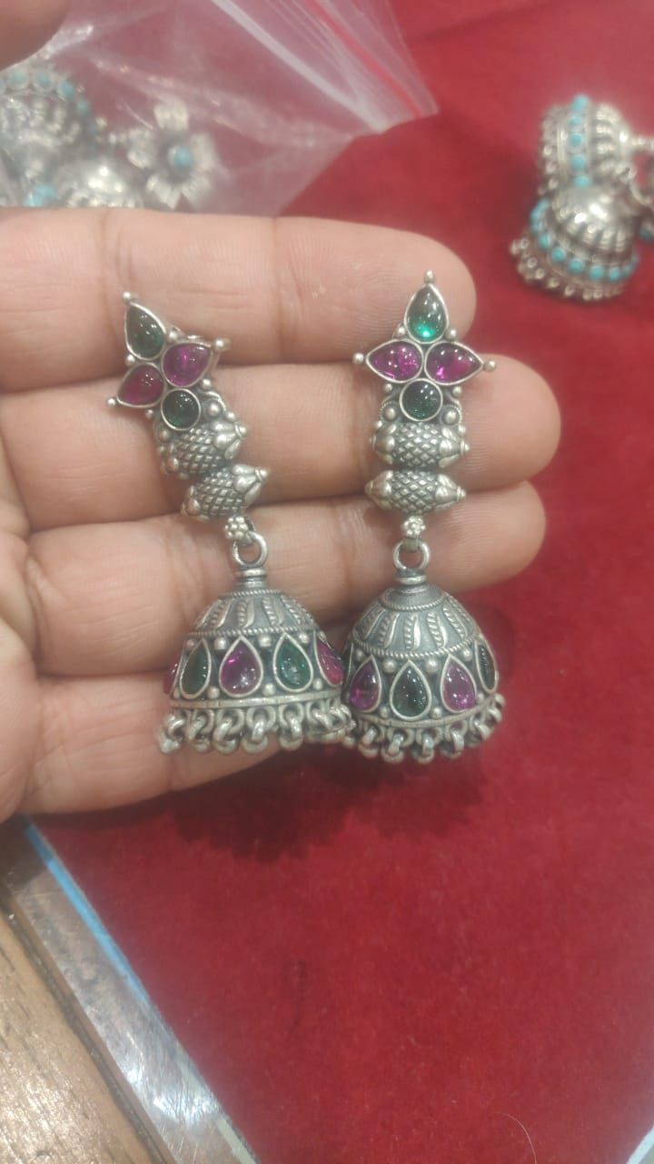 Oxidised Multicolor Peacock Jhumka Earrings