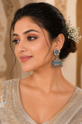 Oxidised Turquoise Jhumka Earrings