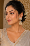 Pearl Kundan Jhumka Earrings