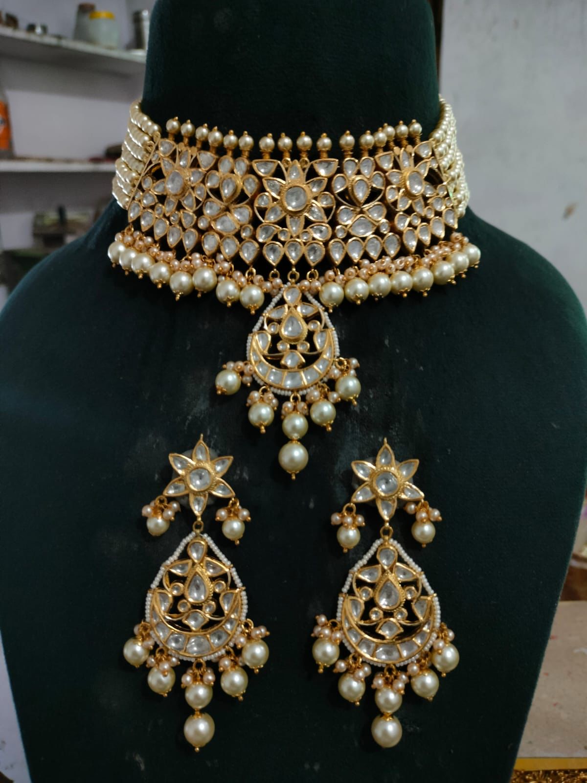 Royal Kundan & Pearl Choker Set