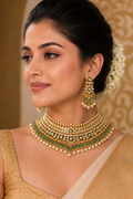 Emerald Pearl Kundan Choker Necklace Set