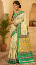 Lime Ivory Spring Saree