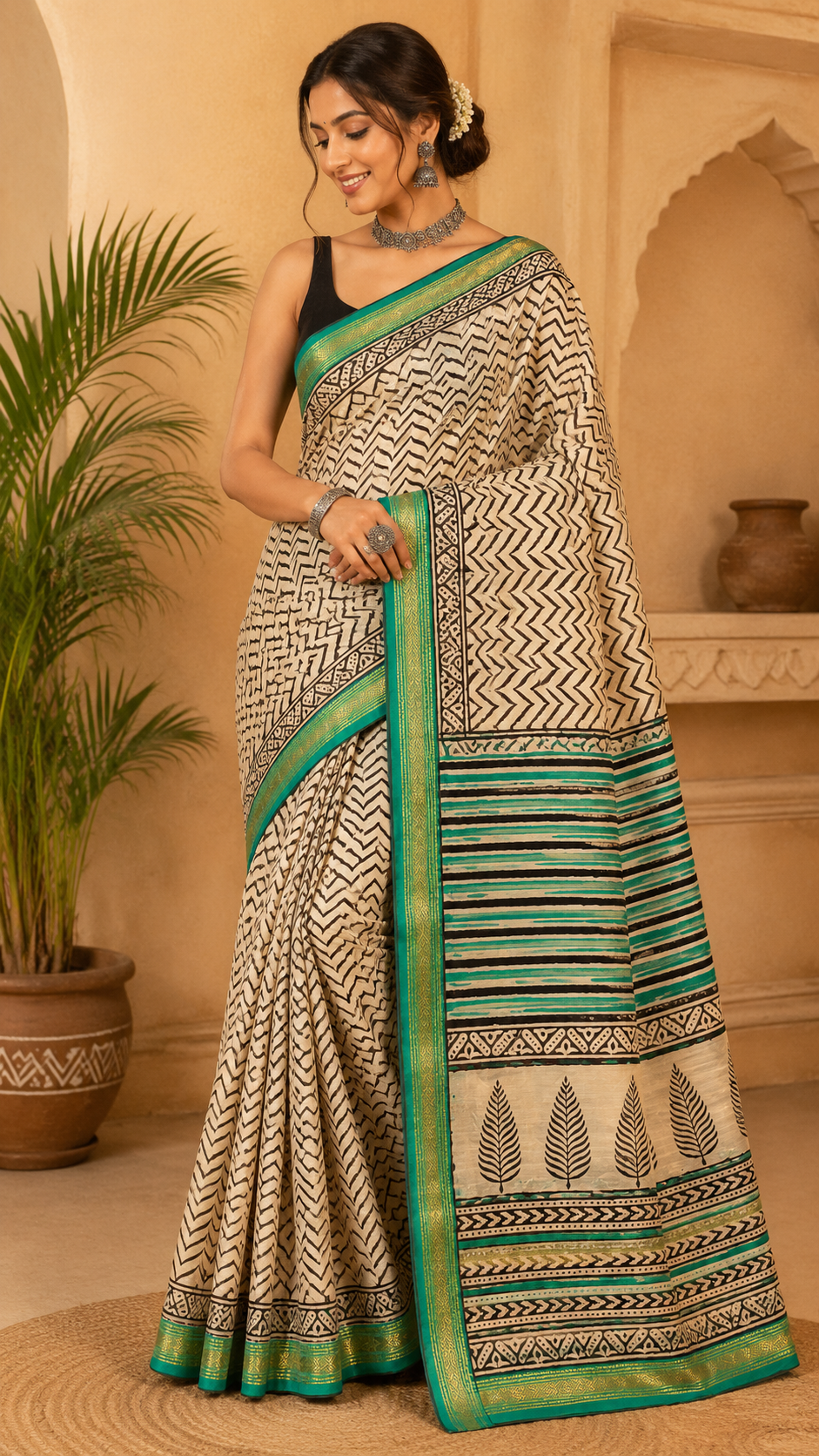 Mint Chevron Grace Saree