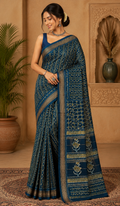 Ocean Blue Tribal Saree