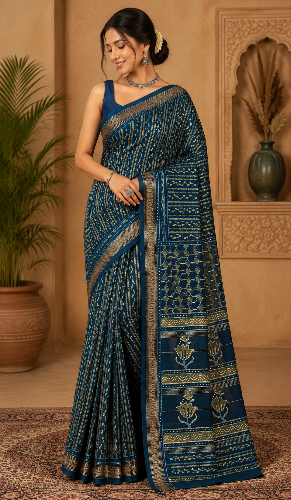 Ocean Blue Tribal Saree