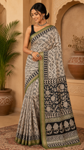 Royal Beige Ajrakh Saree