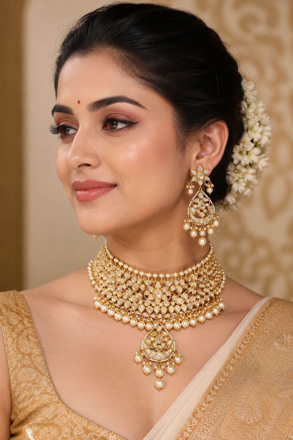 Royal Kundan & Pearl Choker Set
